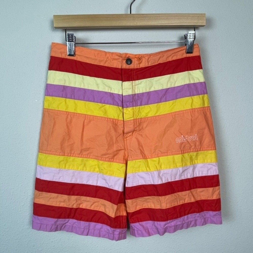 Mistral Vintage Board Shorts Mens 30 Multicolor Striped Surf Y2K Retro Coastal‎